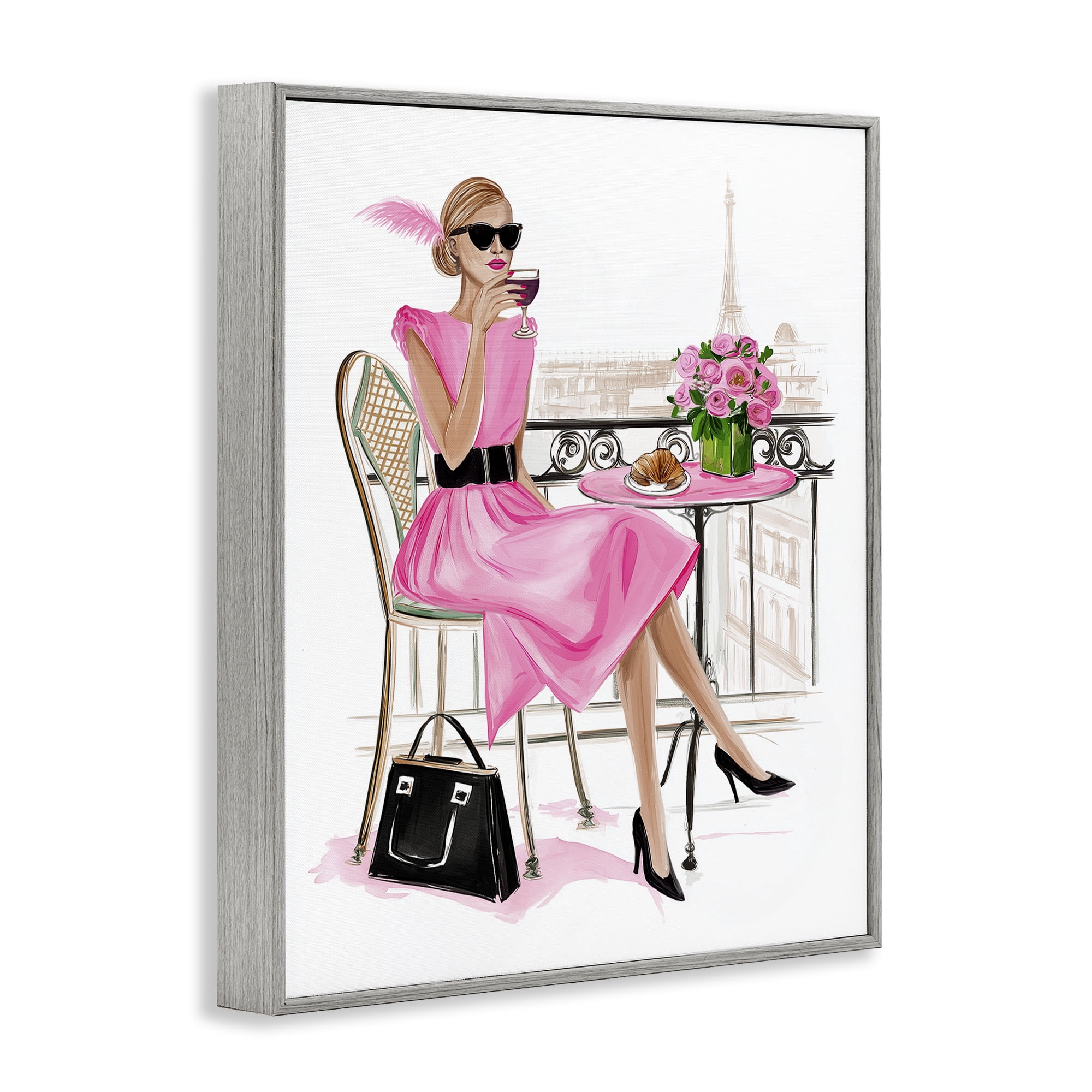 Stupell Industries Parisian Chic on Cafe Balcony Gray Framed Giclee Art, design by Jess Stempel