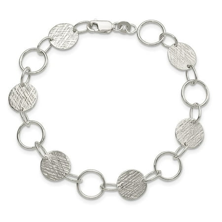 925 Sterling Silver Fancy Circle Chain Bracelet for Women 7.5"