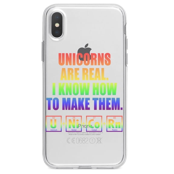 DistinctInk Clear Shockproof Hybrid Case for iPhone XS Max (6.5" Screen) - TPU Bumper Acrylic Back Tempered Glass Screen Protector - Unicorns Are Real. I Know How To Make Them