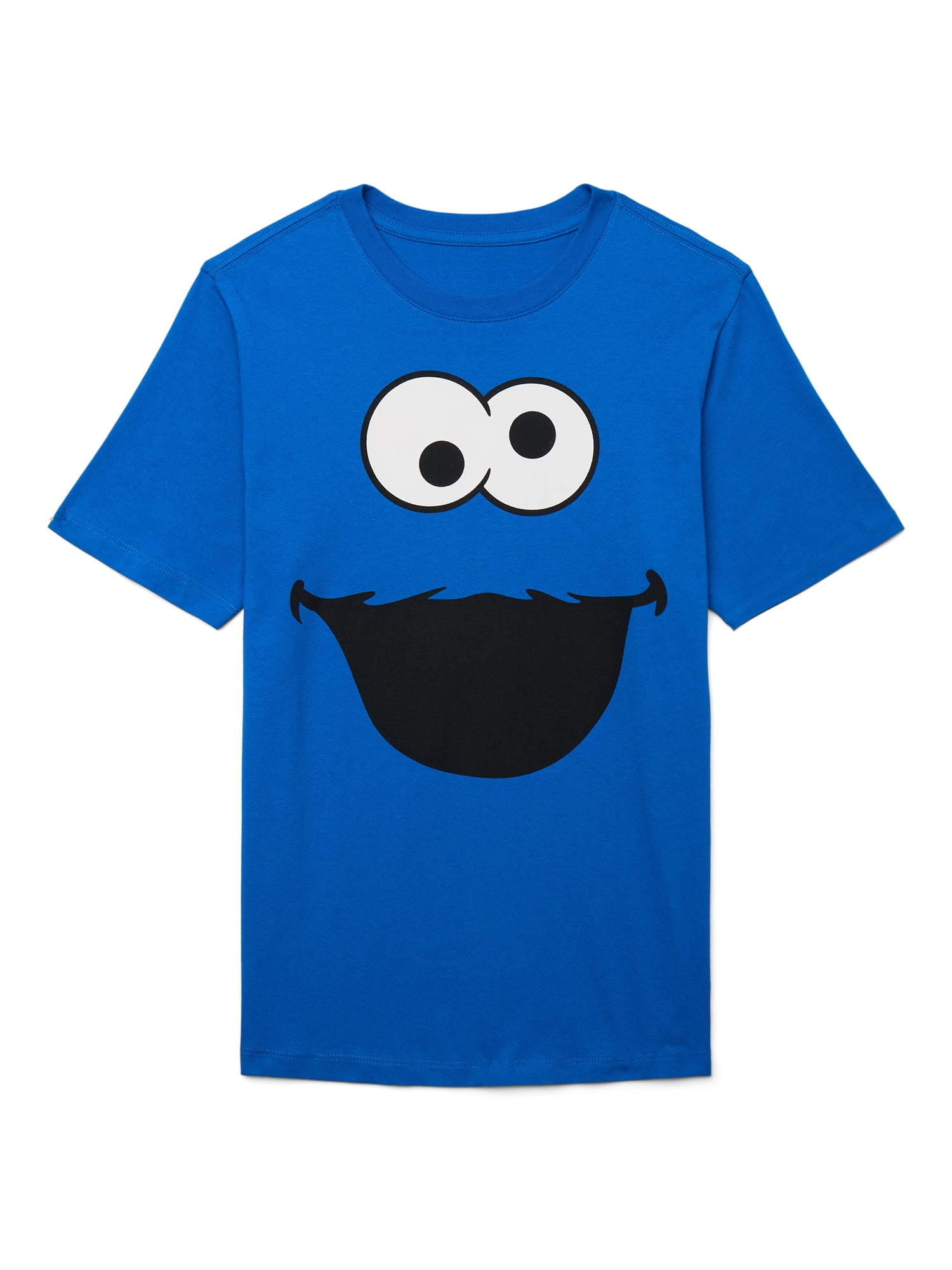 Sesame Street Boys Short Sleeve Cookie Monster Face Graphic Costume T-Shirt, Sizes 4-18