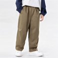 thumbnail image 7 of NAISIBABY Boys Cargo Pants Size 8, Elastic Waist Casual Baggy Straight Leg Kids Cotton Fashion Pants Khaki (3-15T), 7 of 7
