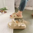 thumbnail image 2 of eczipvz Sandales pour Femmes Sandales Habillées à Talon Compensé Bas Chaussures Confortables à Plateforme pour Femmes, Beige, 2 of 4