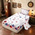thumbnail image 2 of Manfei Watercolor Floral Stars Twin Sheets, Firework US Flag Bedding, Red Blue White, Navy Reversible 3 Pieces (1 Flat Sheet, 1 Fitted Sheet and 1 Pillowcase), 2 of 6