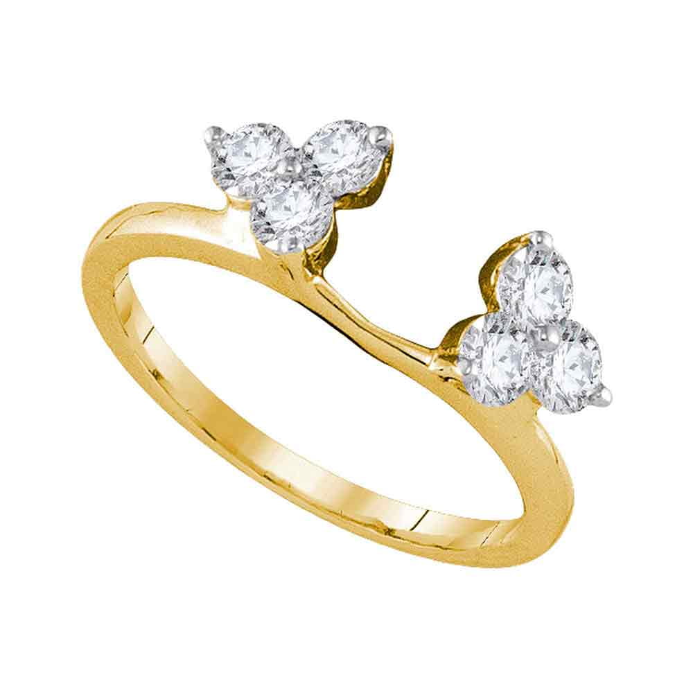 Size 7 14k Yellow Gold Round Diamond Ring Guard Wrap Enhancer Band (3
