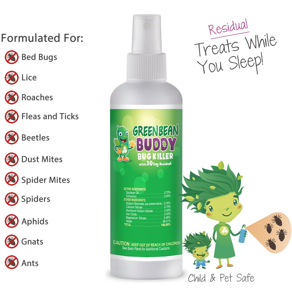 Bed Bug Spray, Roach Killer, Flea and Tick Treatment with Dry Residual