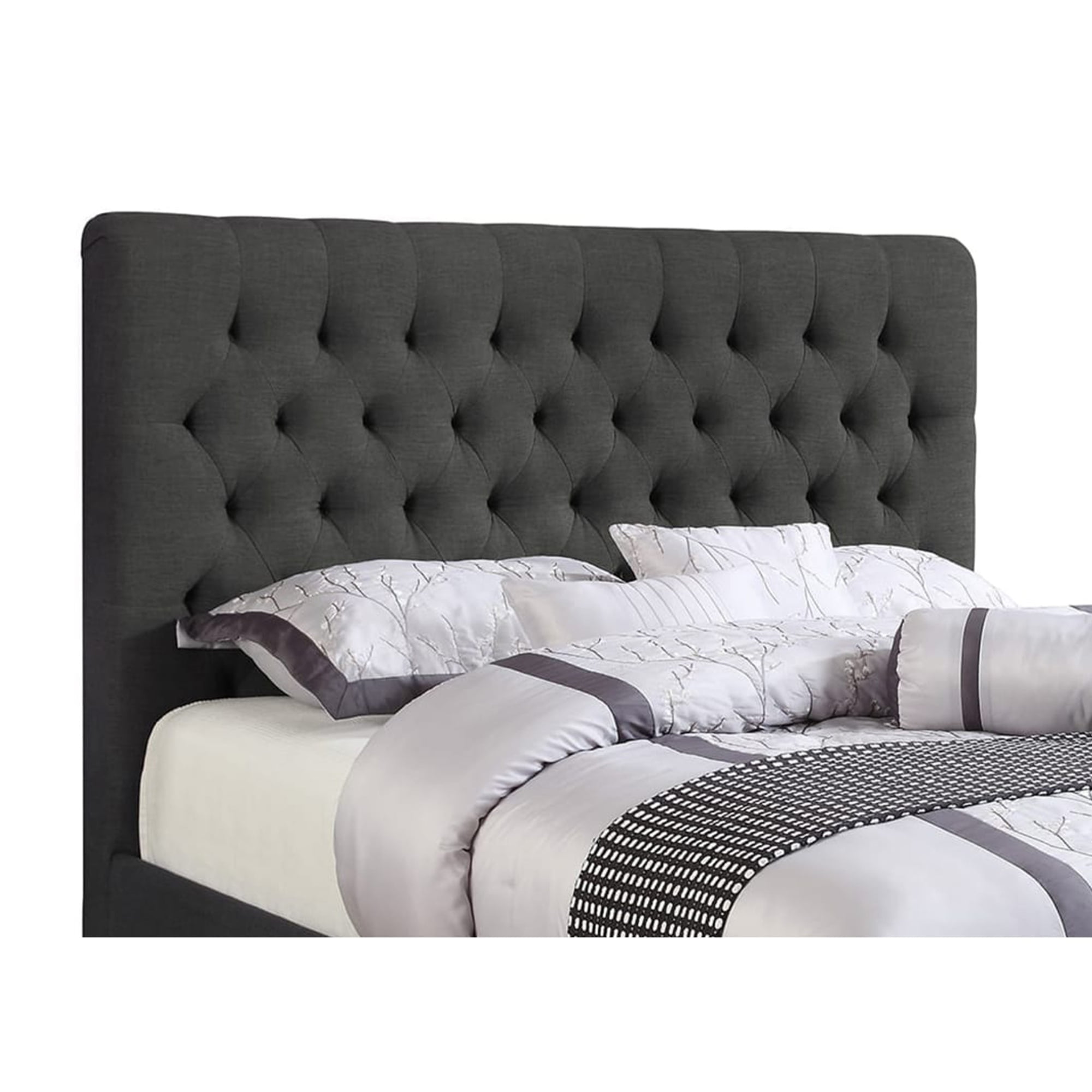 Wooden Eastern King Size Bed with Deep Button Tufting