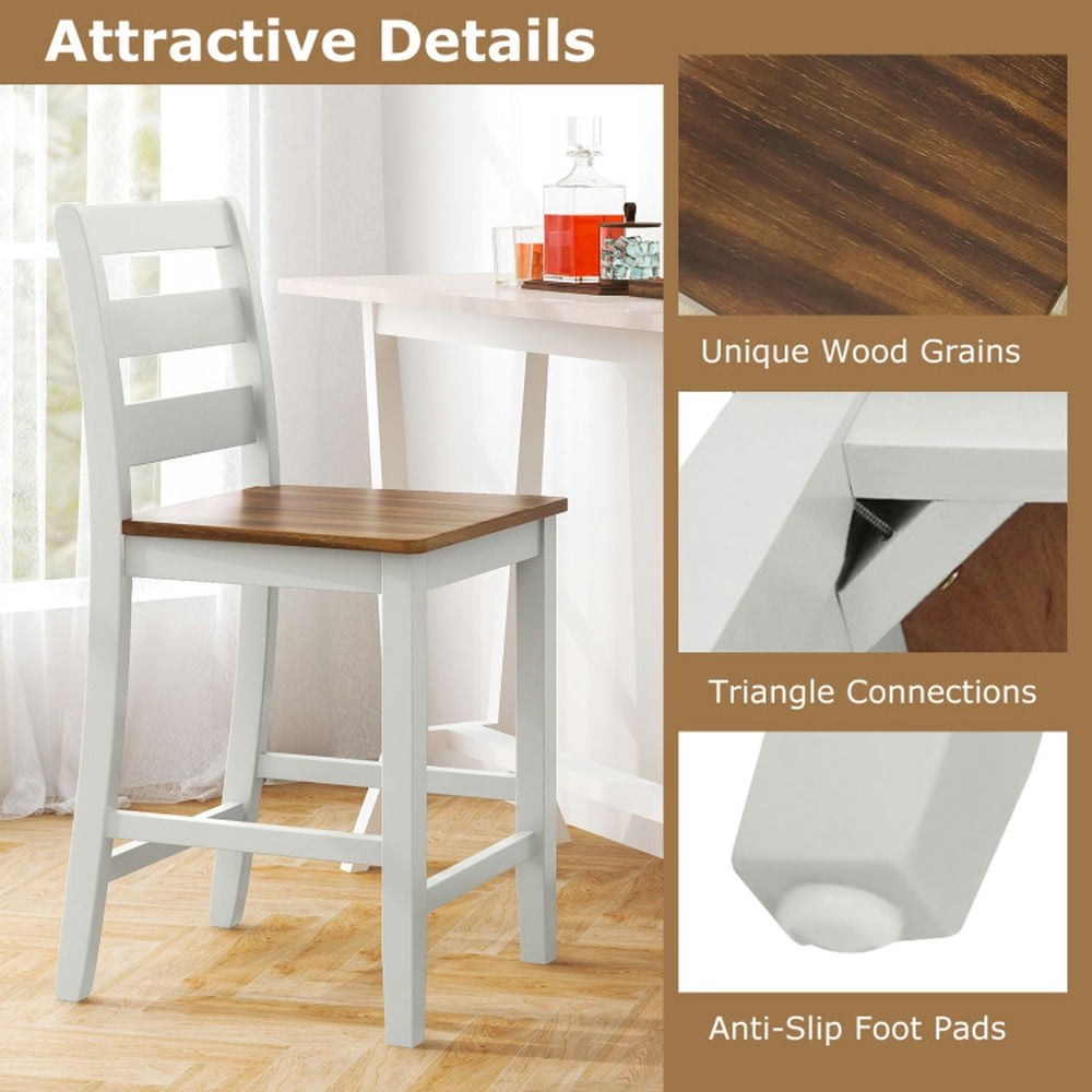 Demi Bonn Set of 2 Counter Bar Stool withclined Backrest and Footrest, Modern Kitchen Dining Chair, Gray