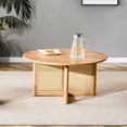 thumbnail image 2 of M optimized Rattan Round Coffee Table Modern Circle Center Table 33" Wood Coffee Table for Living Room Dining Room Bedroom Home Office, Natural, 2 of 6
