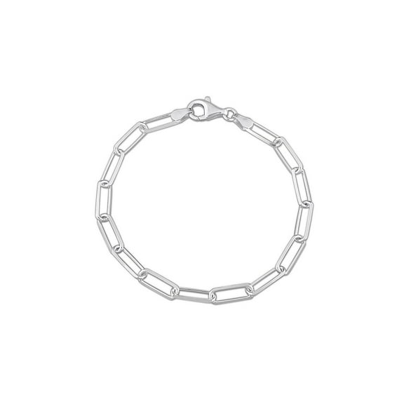Diamond Cut Paperclip Chain Bracelet in Sterling Silver (7.50 inches) for Women