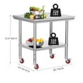 thumbnail image 2 of Uforic Commercial Stainless Steel Work Table with Wheels, 30" x 24", Adjustable Storage, Durable, Rust-Resistant 2-Shelf Utility Table, 2 of 5