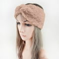 thumbnail image 2 of Women's Faux Fur Headband with Knot Design, Winter Warm Ear Warmer Headband, Soft Stretchable Head Wrap, Wide Knit Headband, Cold Weather Hair Accessory, Fashion Winter Headband - Beige, 2 of 8