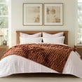 thumbnail image 5 of EVERGRACE Luxurious Soft Faux Rabbit Fur Throw Blanket, Cozy Fuzzy Plush Warm Throws for Couch Bed Sofa Chair Home Decor, Ruched Bubble Fluffy Blanket with Reversible Velvet, 50"" x 60"", Clay, 5 of 8