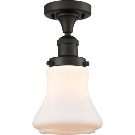 

Oil Rubbed Bronze Tone Semi Flush 6 Wide Matte White Glass Steel/Cast Brass Medium Base LED 1 Light Fixture