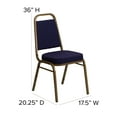 thumbnail image 4 of Emma + Oliver Trapezoid Back Banquet Chair, Navy Patterned Fabric/Gold Frame, 4 of 12