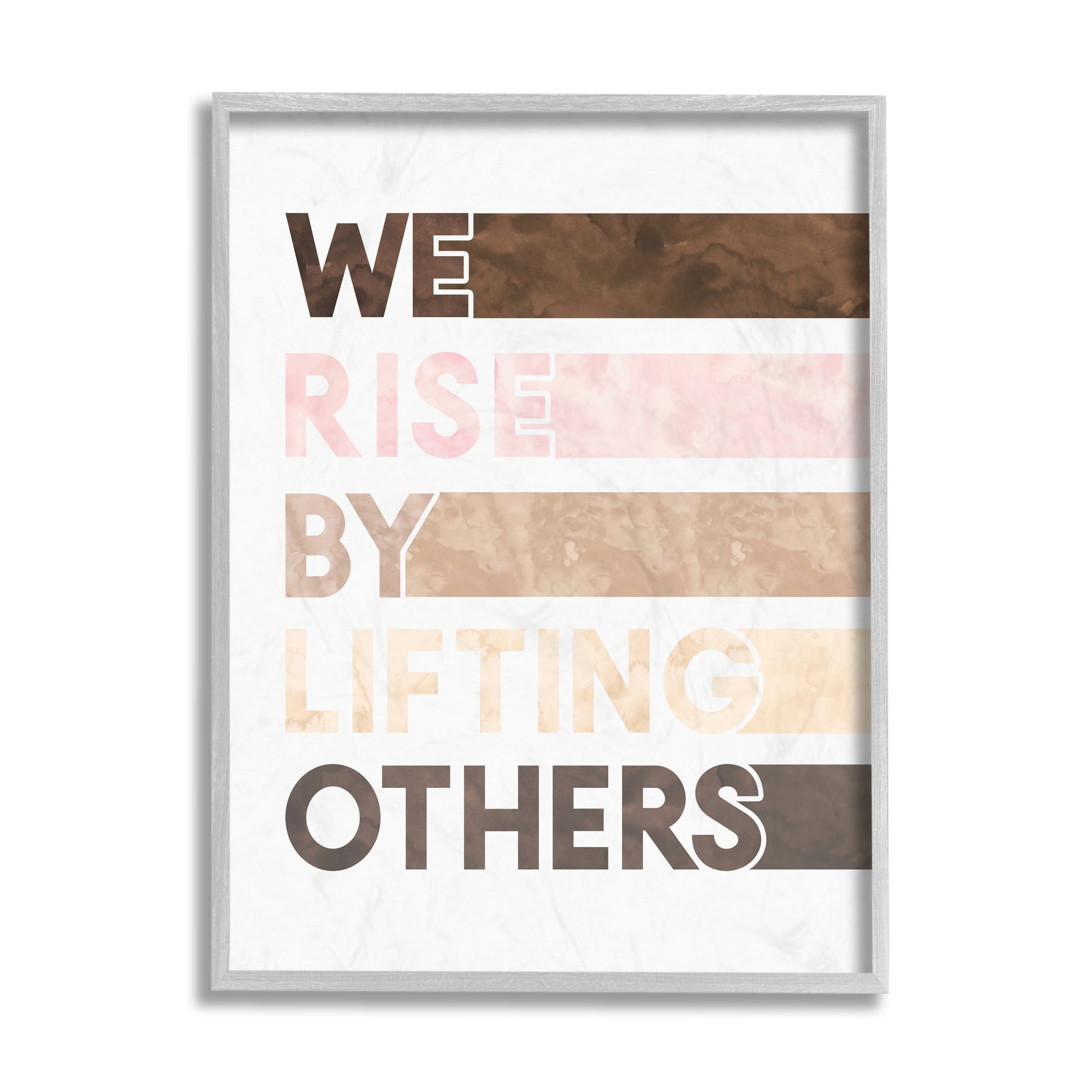 Stupell Industries Rise By Lifting Others Phrase Motivational Help Phrase Typography Painting Black Framed Art Print Wall Art, 16 x 20