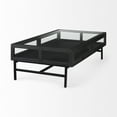 thumbnail image 5 of Arelius Rectangular Glass-Top Brown Wood Black Metal Base Coffee Table, 5 of 6