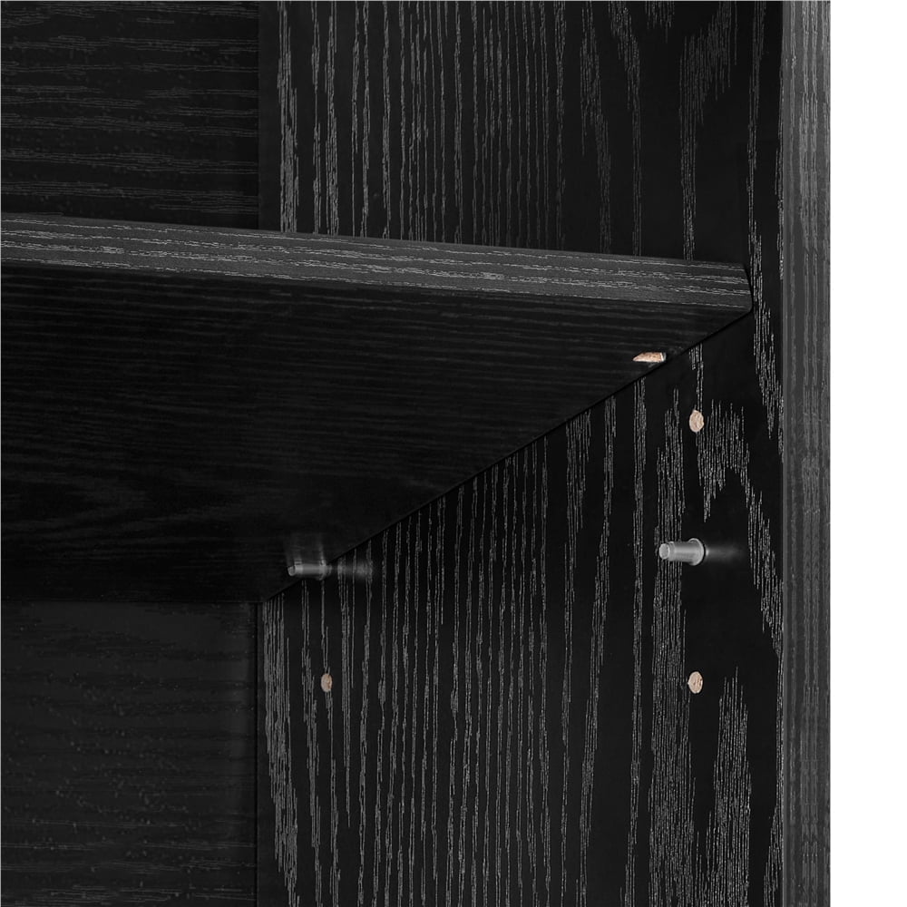 Renwick Wooden 7 Layer Open Shelf Bookcase with Compartment, Black