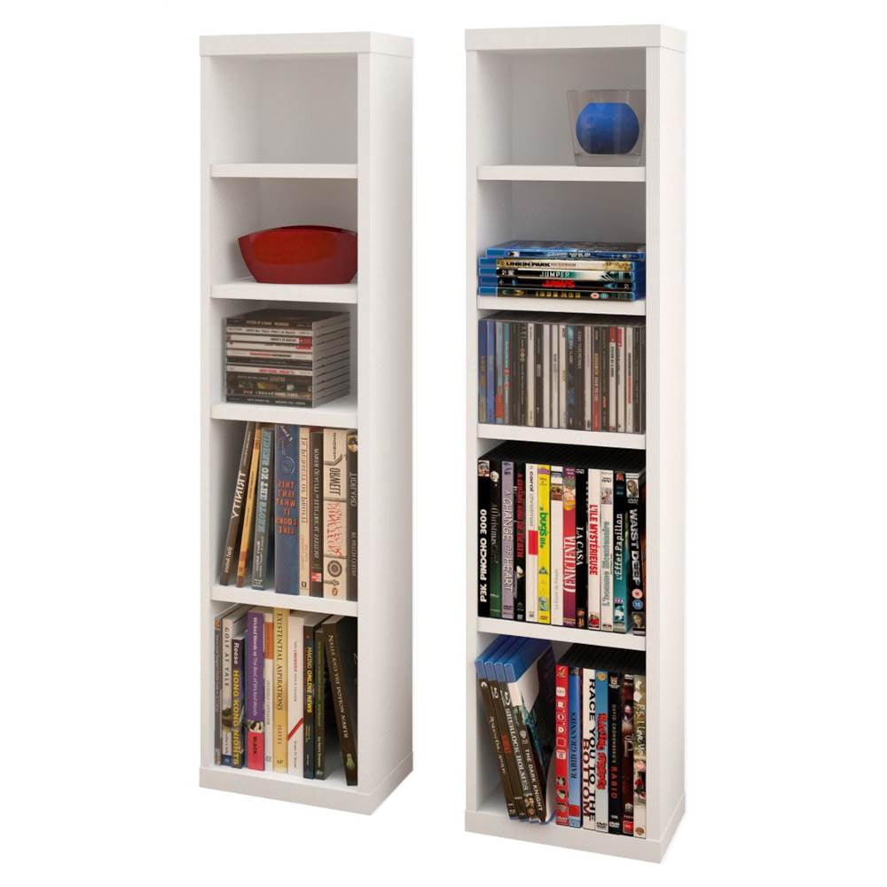 LiberT 4Shelf Modular CD / DVD Storage Towers, Set of 2, White