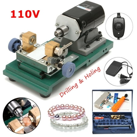 110V 240W Pearl Drilling Holing Machine Driller Drilling Punch Tools Full Set For Shell Coral Amber Stone US (Best Pearl Drilling Machine)