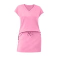 thumbnail image 7 of QATAINLAV Women's Two Piece Skirt Sets Summer Vacation Outfits Travel Tennis Golf Skorts Cap Sleeve Tops and Skirts Lounge Sets Pink XL, 7 of 7