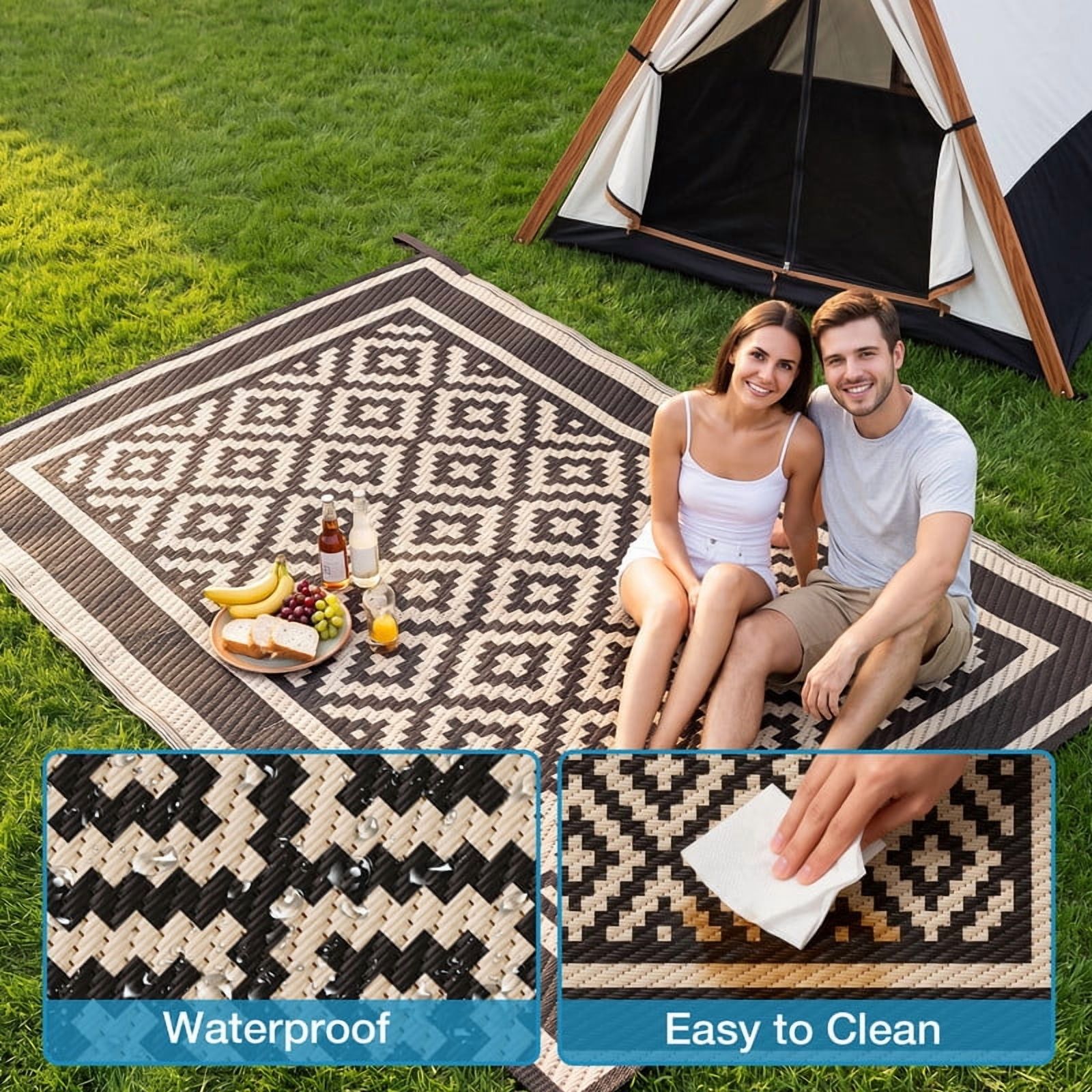 Kohree 8'x10' Reversible Waterproof Outdoor Rug photo 5
