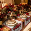 thumbnail image 3 of Red Christmas Truck Cotton Linen Table Runner for Dining Kitchen, Winter Xmas Trees Snowflake Holiday Wedding Outdoor Party Tablerunners Decoration, Dresser Scarf Coffee Tablecloth Runners 16"x72", 3 of 9