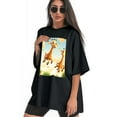 thumbnail image 3 of Plus Size Shirt for Women Black Tops for Women Short Sleeves Shirt for Women Giraffes T Shirt Crewneck Shirt for Women XS, 3 of 5