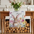 thumbnail image 2 of Sweet Home Table Runner, Easter Bunny Spring Butterflies Flowers Country Leaf Cotton Linen Kitchen Table Decoration Washable Dining Tabletop Runners for Home Party Decor 13x60 Inches, 2 of 9