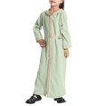 thumbnail image 2 of Ugoldhm Girls V-Neck Muslim Dress 2-13Y Cotton Long Sleeve Fall Casual Robe for Kids Modest Clothing, 2 of 5