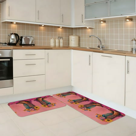

Kitchen Mats for Floor 2 Piece - Cowboy Boots With Flowers Anti Fatigue Mats for Kitchen Floor Kitchen Rugs Non Slip Washable Mat for Home Kitchen Decor