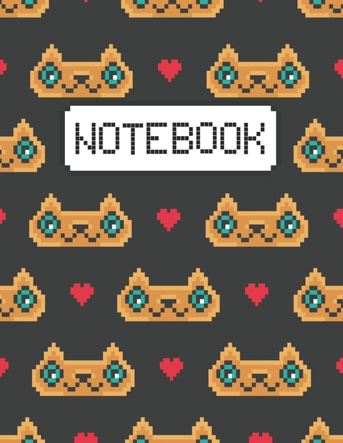 Notebook designed with Cute Nice Cats Pixel Art 8 bit