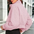thumbnail image 7 of Staron Women's Plaid Jacket Zip High Neck Long Sleeve Casual Lightweight Soft Loose Coat Pink S, 7 of 7