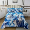 thumbnail image 1 of Erosebridal Blue Dragon Coverlet Set Twin, Western Castle Bedding Set, Fairy Tale Decor 2pcs, 1 of 5
