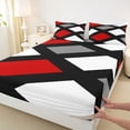 thumbnail image 3 of Homewish Geometric Plaid 4 Pieces Queen Sheet Sets for Teens Girls Boys,Black Red White Ultra Soft Flat Sheet,Vintage Aesthetic Queen Fitted Sheet,Lightweight Room Decor, 3 of 7