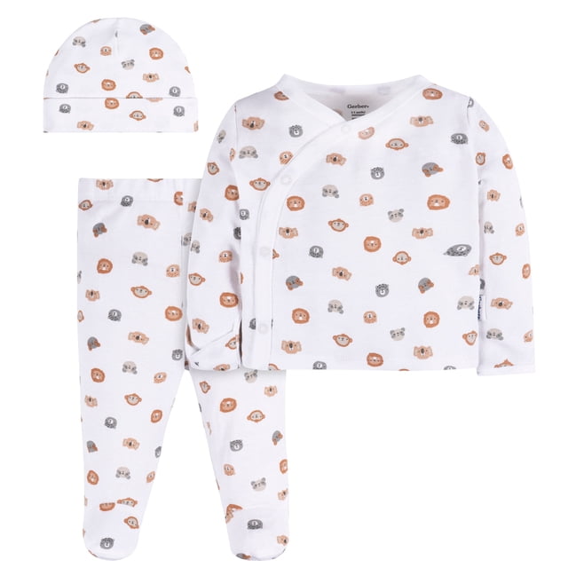 Gerber Essentials conjunto 3 piezas algodón blanco bebé recién nacido