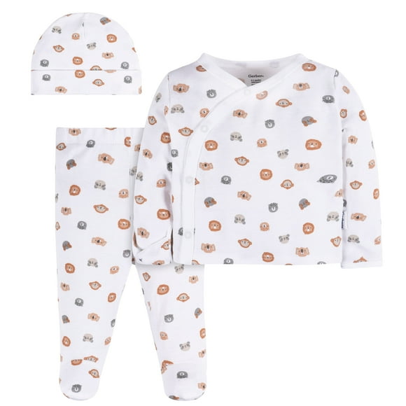 Gerber Essentials conjunto 3 piezas algodón blanco bebé recién nacido
