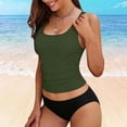 thumbnail image 5 of Xijirk Tankini Swimsuits for Women,Strappy Tankini Swimsuit Two Piece with Halter Neck Top and Mid Waist Bottoms for Everyday Beachwear Summer Fun,Womens Swimsuits,Dark Green,L, 5 of 7