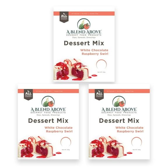 A Blend Above White Chocolate Raspberry Swirl No-Bake Gluten-Free Dessert Mix, 3 Pack, 1 oz