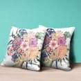 thumbnail image 4 of Amrita Sen Friendship Bouquet Throw Pillow with Removable Cover in White Green Peach Indigo 20x20, 4 of 5