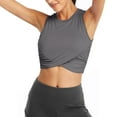 thumbnail image 2 of Outfmvch Crop Tops for Women Sanutch Crop Workout Cropped Shirts Dance Slim Fit Womens Tops Crop Tops Dark Gray, 2 of 6