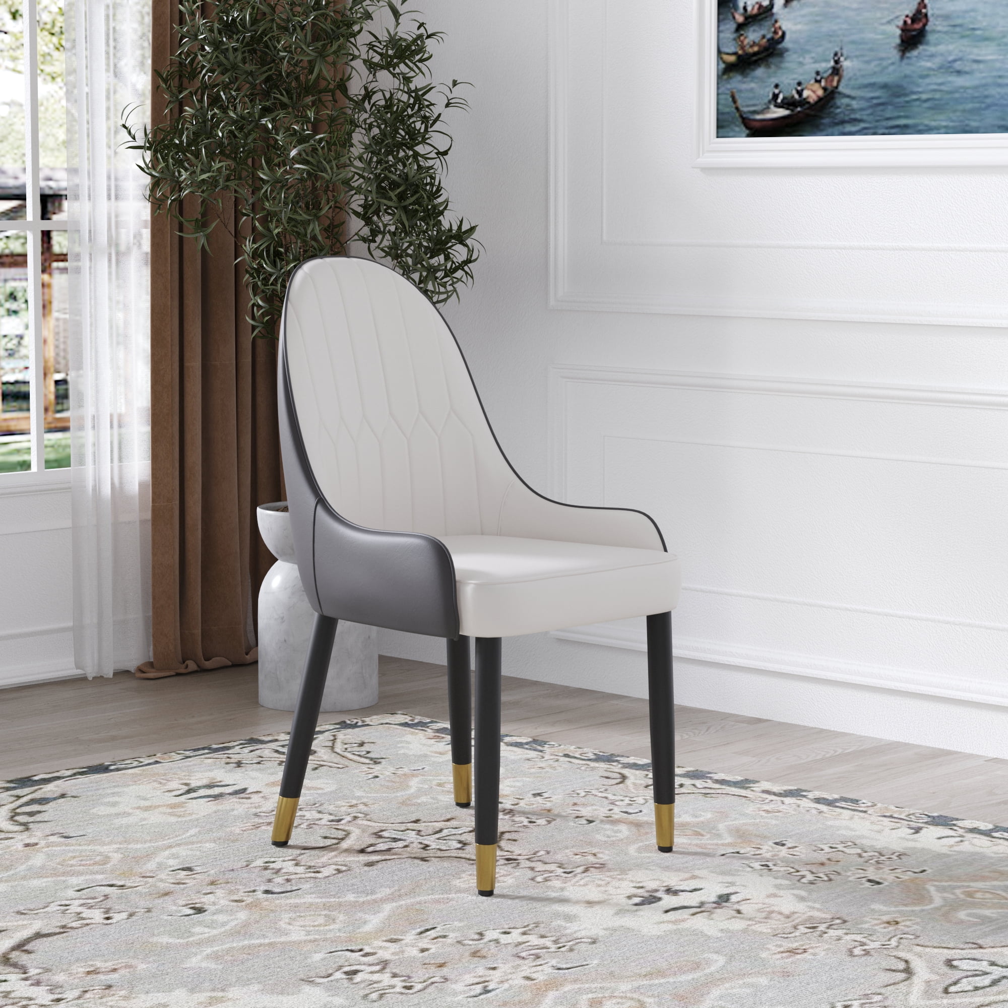 bokifol Upholstered Dining Chairs Set of 2, Modern Armless Chairs for Kitchen, Dining Room Chairs Metal Legs