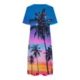 thumbnail image 4 of Gibobby Vestido Casual para Mujer Vestido holgado de cuello redondo con estampado floral de manga corta informal de verano para mujer Mini vestidos d(Azul,CH), 4 of 5