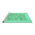 thumbnail image 2 of Ahgly Company Machine Washable Indoor Square Oriental Turquoise Blue Traditional Area Rugs, 8' Square, 2 of 4