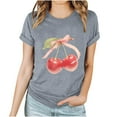 thumbnail image 4 of Rezuofi 1 Pcs Women's Graphic Vintage Tees Cherry Bow Letter Print Round Neck T Shirt Casual Summer Short Sleeve Trendy Tops, 4 of 5