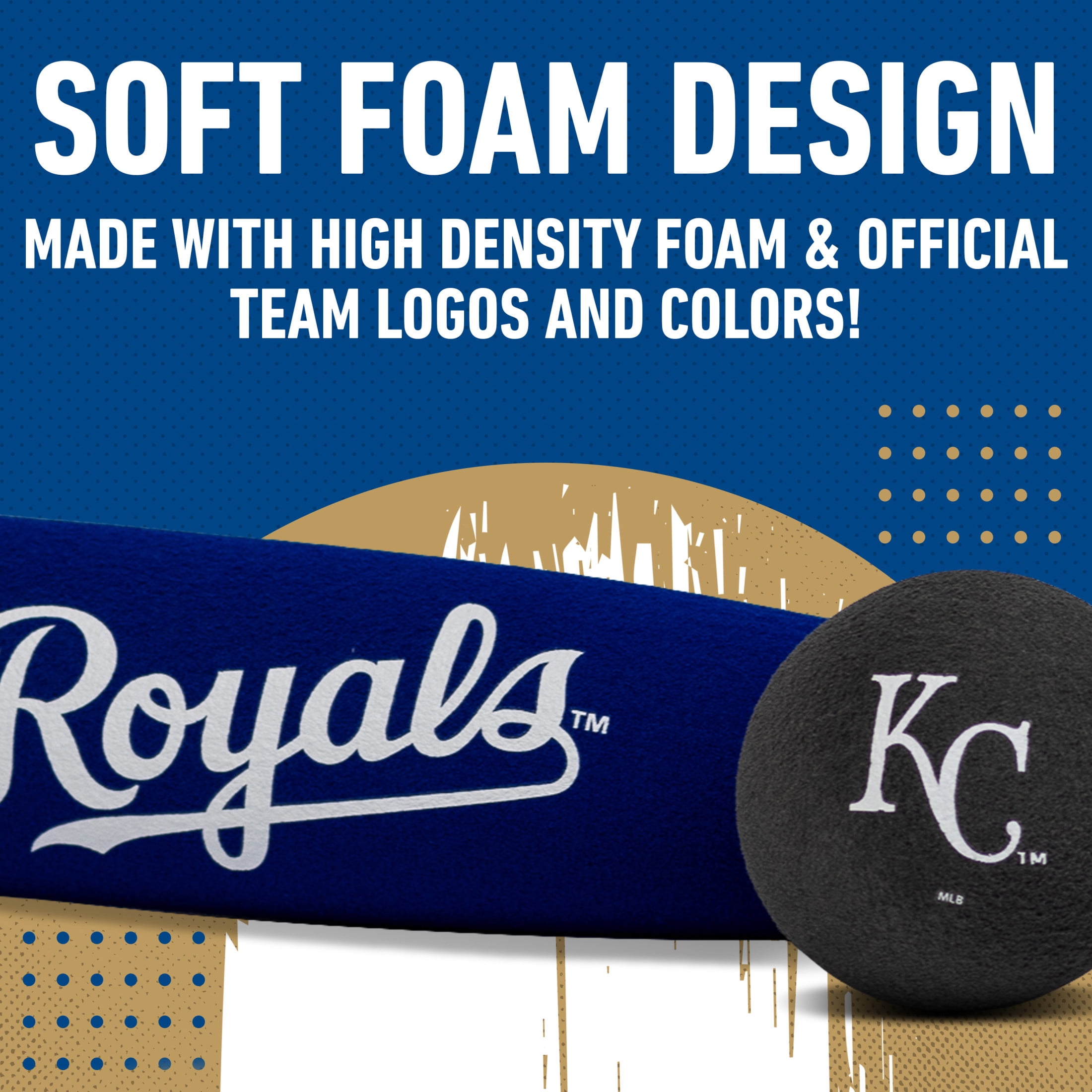 Franklin Sports MLB Kansas City Royals Foam Bat + Ball Set, 21 in