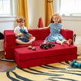 thumbnail image 3 of Jaxx Zipline Kids Sofa & Large Ottoman, 3 in 1 Fold Out Sofa, Big Kids Edition, Cherry, 3 of 10