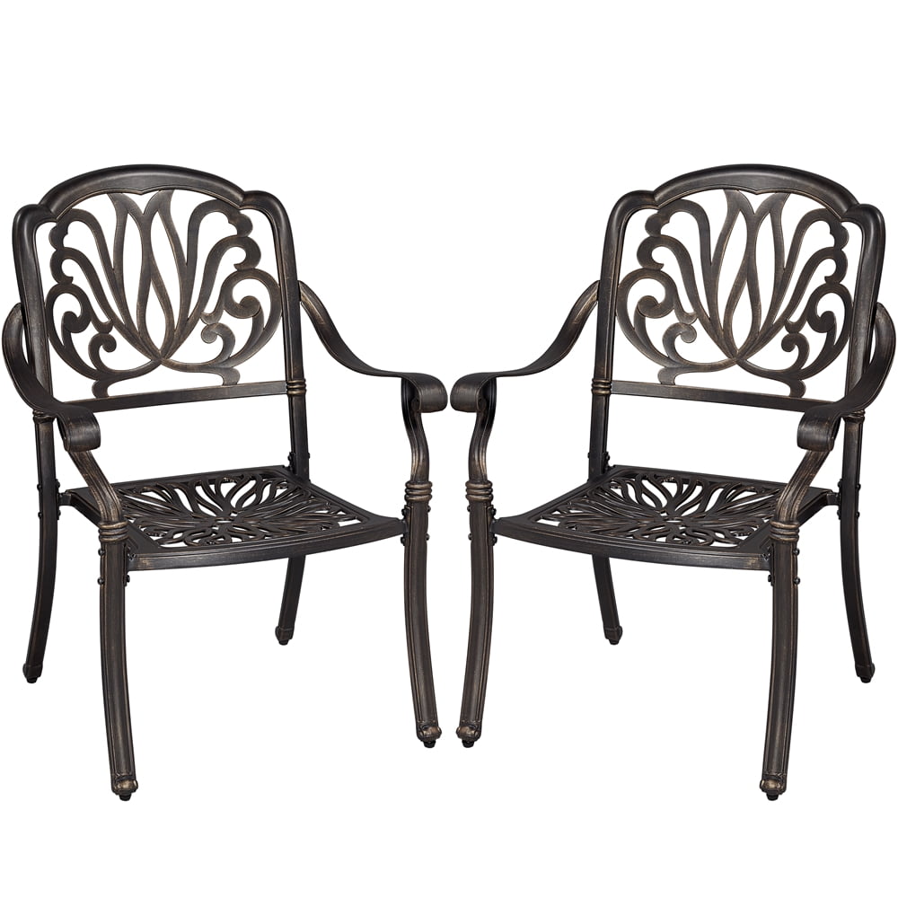 Topeakmart 2pcs Aluminium Patio Bistro Chairs Stackable Outdoor