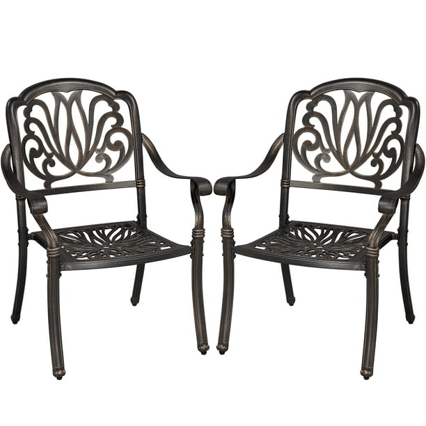 Yaheetech 2pcs Outdoor Aluminium Bistro Chair Stackable Patio Dining