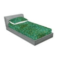 thumbnail image 2 of Grunge Fitted Sheet & Pillow Sham Set, Simple Retro Scissors Pattern on Bitoned Colors Backdrop Tailor Themed, Decorative Printed 2 Piece Bedding Decor, Twin, Forest Green Jade Green, by Ambesonne, 2 of 2