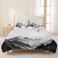 thumbnail image 3 of Queen Quilt Set 90''x96'', Mountain Lightweight Summer Bedspread Coverlet Set with 2 Pillow Shams, Eagle Sky Cloud Black and White Landscape Breathable All Season Quilt Bedding for Bedroom/Guest Room, 3 of 9